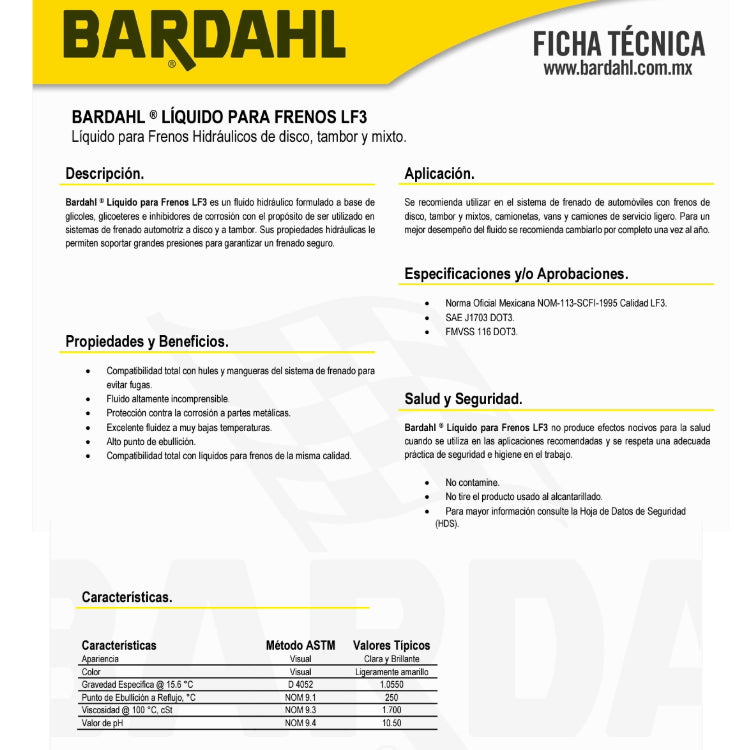 Liquido para Frenos DOT3 BARDAHL